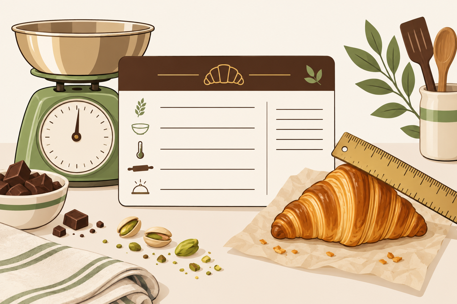 Fiche technique de pâtisserie avec grammages recalculés à l'échelle